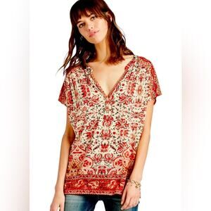 Multicolor Boho Peasant Festival Top, Relaxed, Summer, Weekend, M